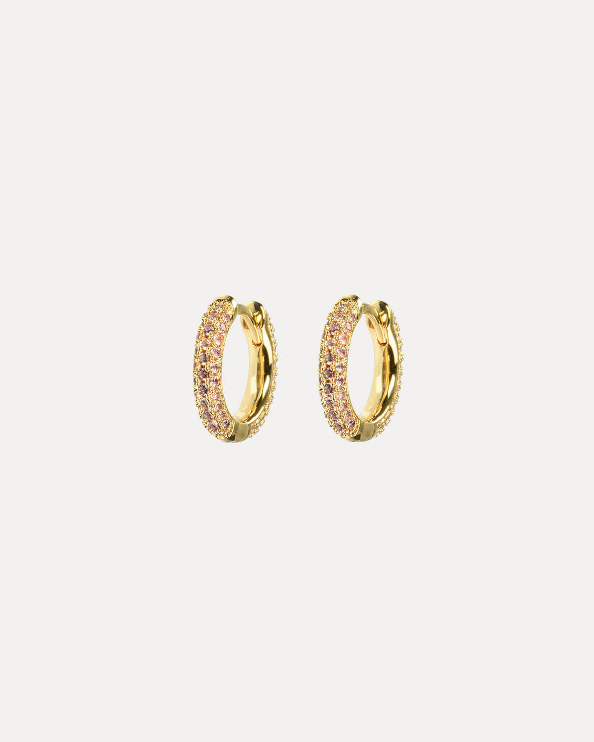 Emilia By Bon Dep Øreringer Small stone hoops - Gold/ Brown