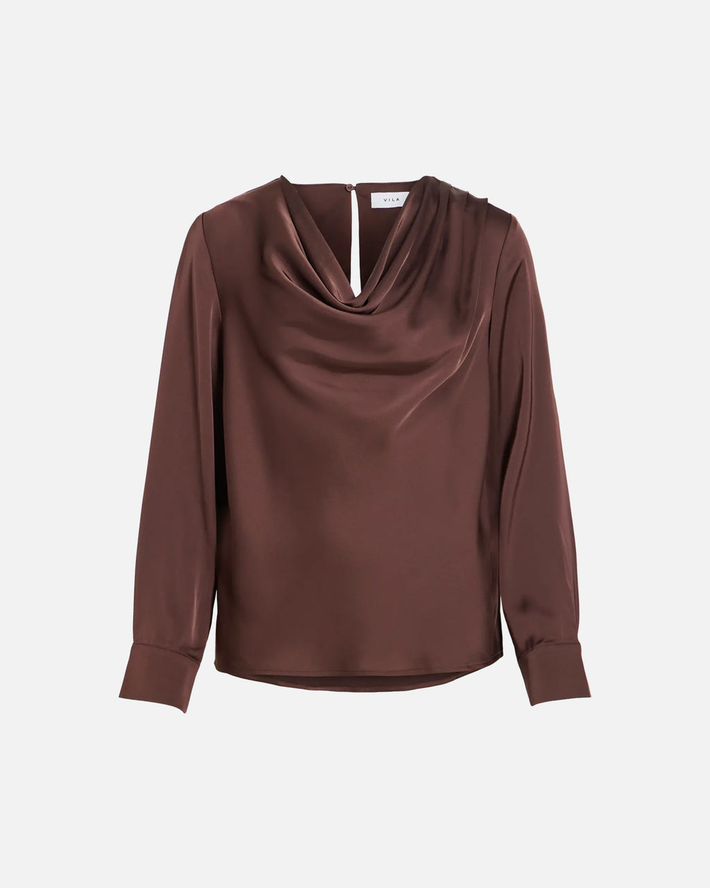 VILA Satengtopp Freja Waterfall L/S - Coffee Bean