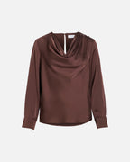 VILA Satengtopp Freja Waterfall L/S - Coffee Bean