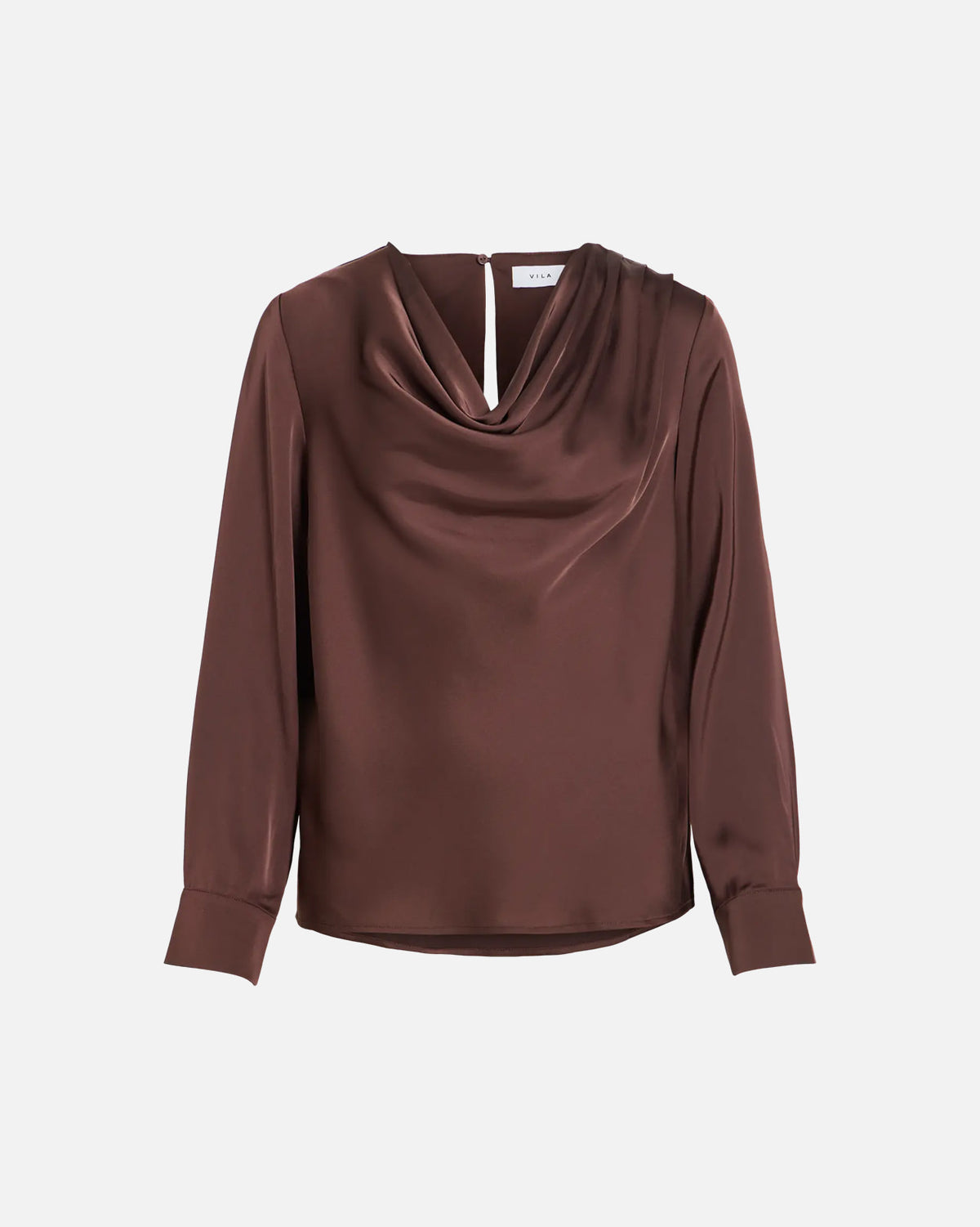 VILA Satengtopp Freja Waterfall L/S - Coffee Bean