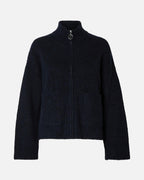 SELECTED FEMME Ullcardigan Sia Ras LS Knit Zipper - Dark Sapphire/ Melange