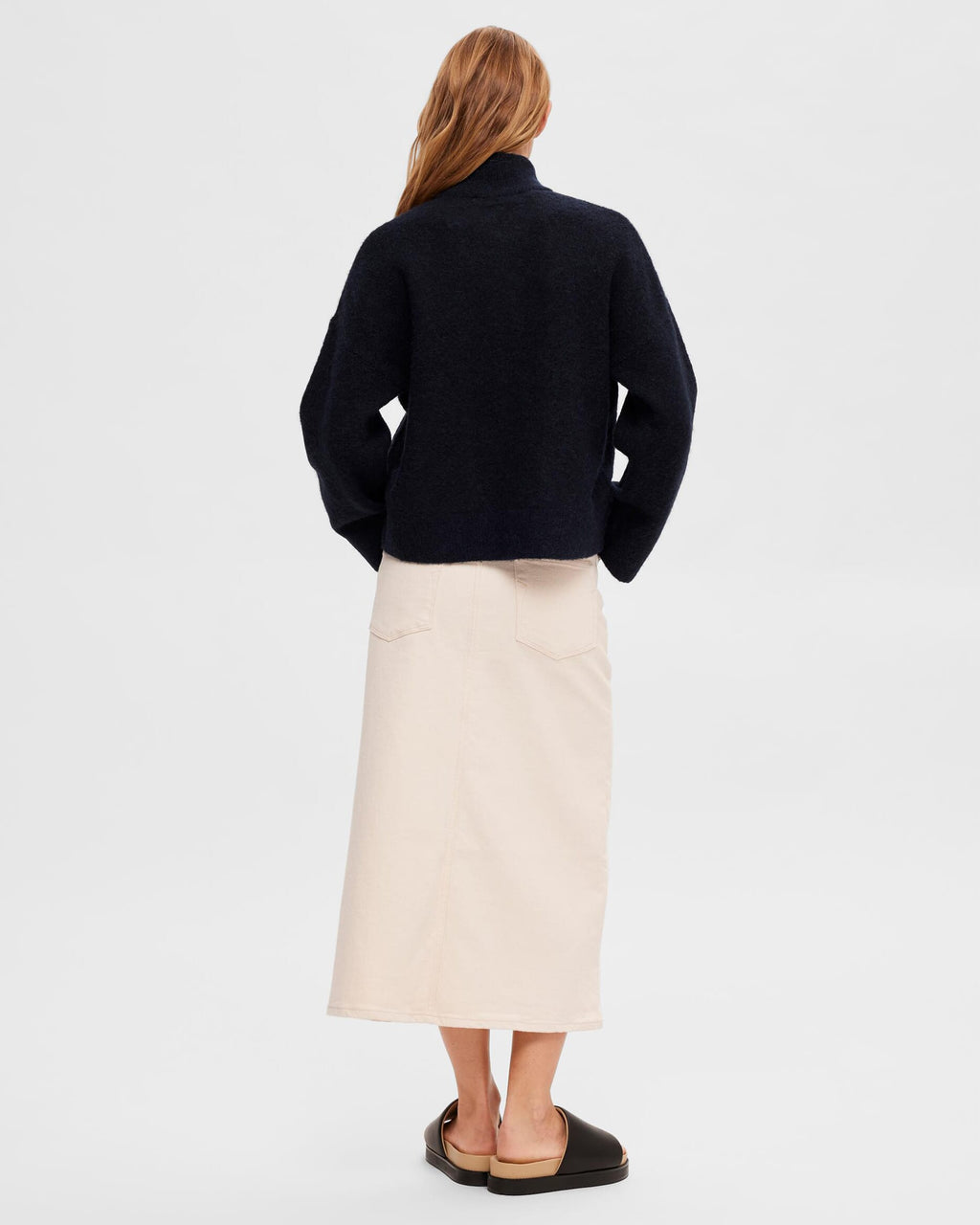 SELECTED FEMME Ullcardigan Sia Ras LS Knit Zipper - Dark Sapphire/ Melange