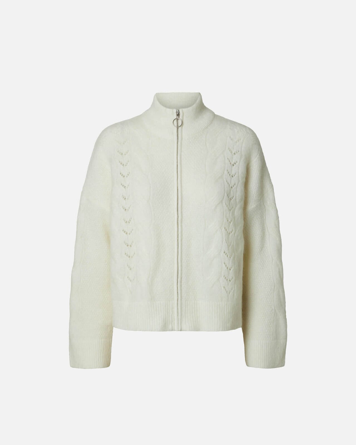 SELECTED FEMME Ullcardigan Vera Zip LS Knit - Birch