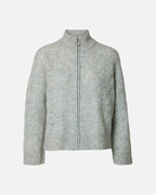 SELECTED FEMME Cardigan Vera Zip LS Knit Ullmiks - Light Grey Melange