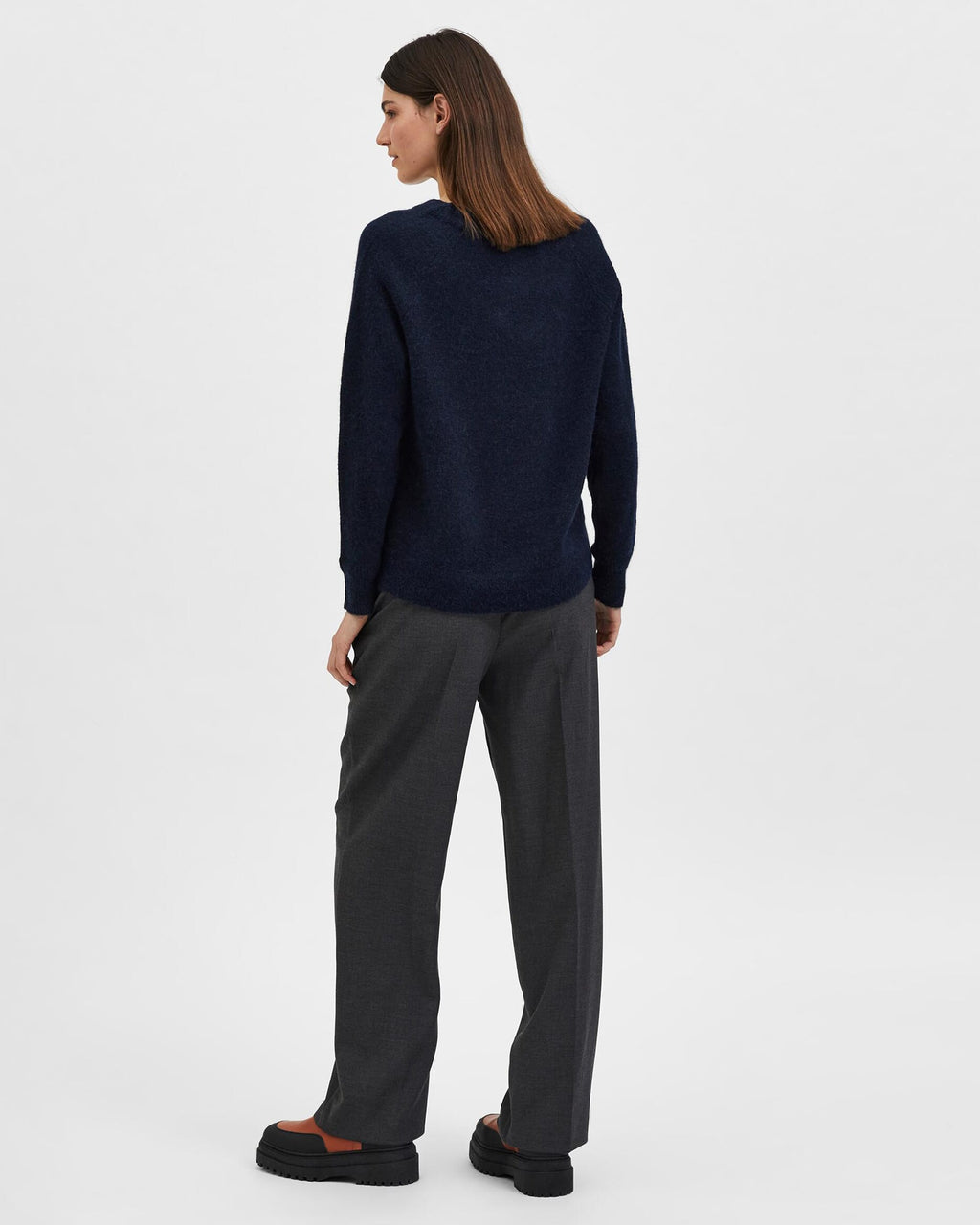Selected Femme Ullgenser Lulu LS Knit - Dark Sapphire/ Melange