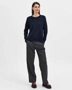Selected Femme Ullgenser Lulu LS Knit - Dark Sapphire/ Melange