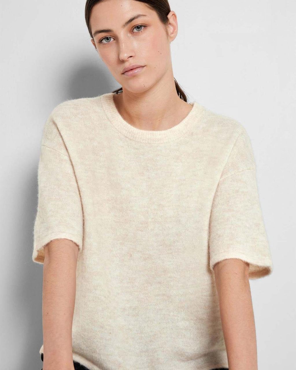 SELECTED FEMME Strikket Topp Maline Liliana 2/4 Knit O-neck  - Birch Melange
