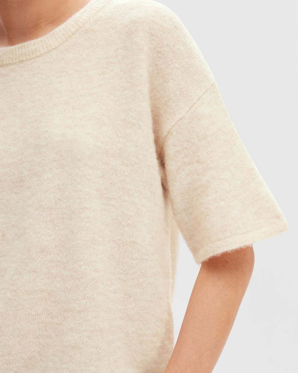 SELECTED FEMME Strikket Topp Maline Liliana 2/4 Knit O-neck  - Birch Melange