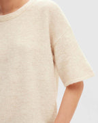 SELECTED FEMME Strikket Topp Maline Liliana 2/4 Knit O-neck  - Birch Melange