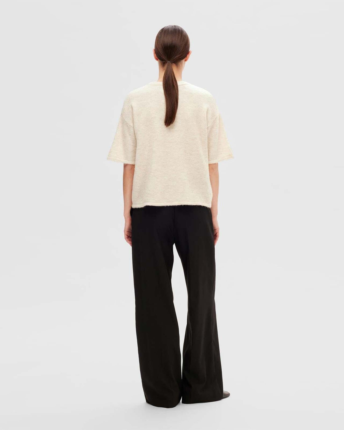 SELECTED FEMME Strikket Topp Maline Liliana 2/4 Knit O-neck  - Birch Melange
