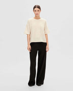 SELECTED FEMME Strikket Topp Maline Liliana 2/4 Knit O-neck  - Birch Melange