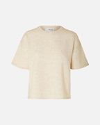 SELECTED FEMME Strikket Topp Maline Liliana 2/4 Knit O-neck  - Birch Melange