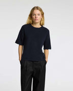SELECTED FEMME Strikket Topp Maline Liliana 2/4 Knit O-neck  - Dark Sapphire/ Melange