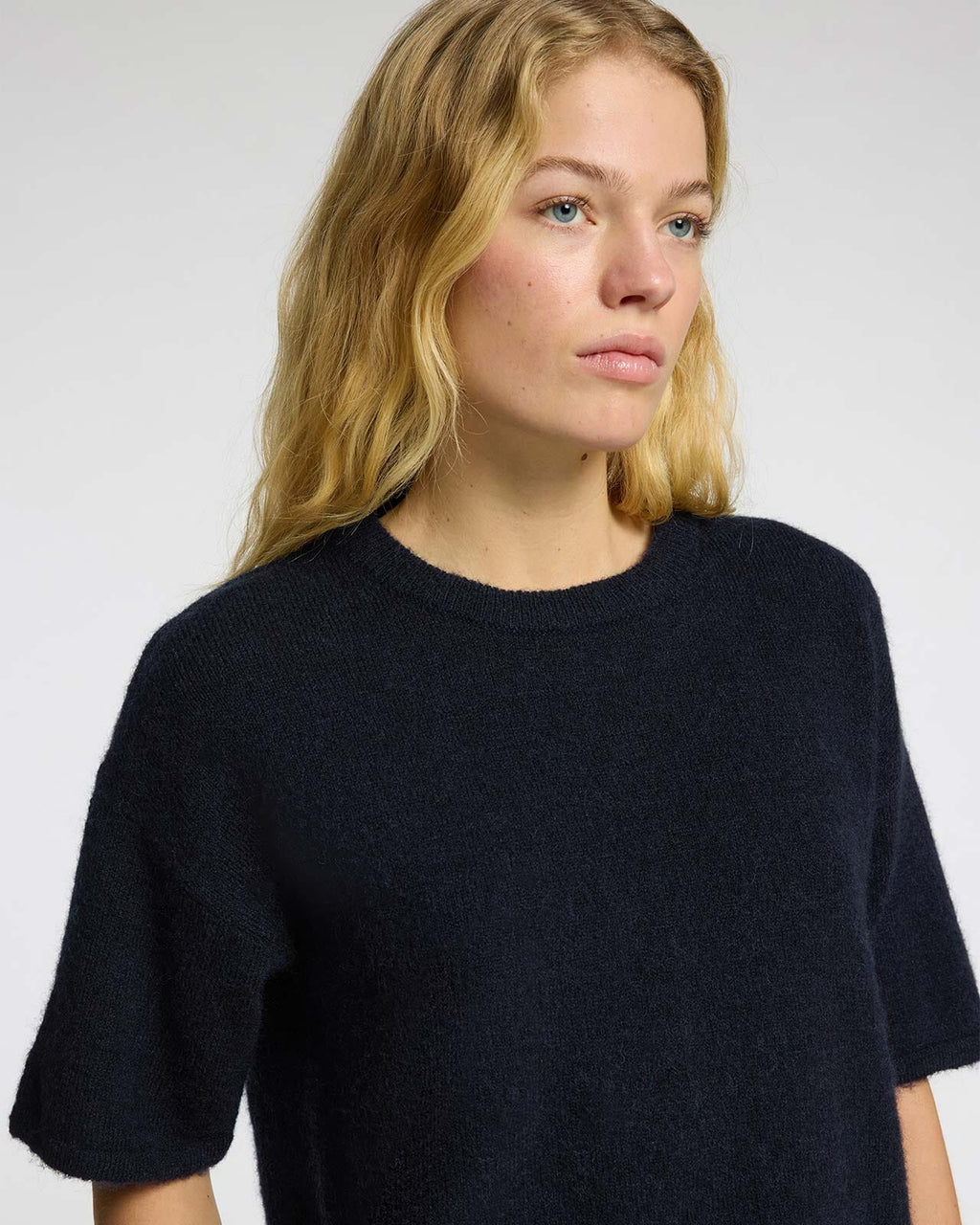 SELECTED FEMME Strikket Topp Maline Liliana 2/4 Knit O-neck  - Dark Sapphire/ Melange
