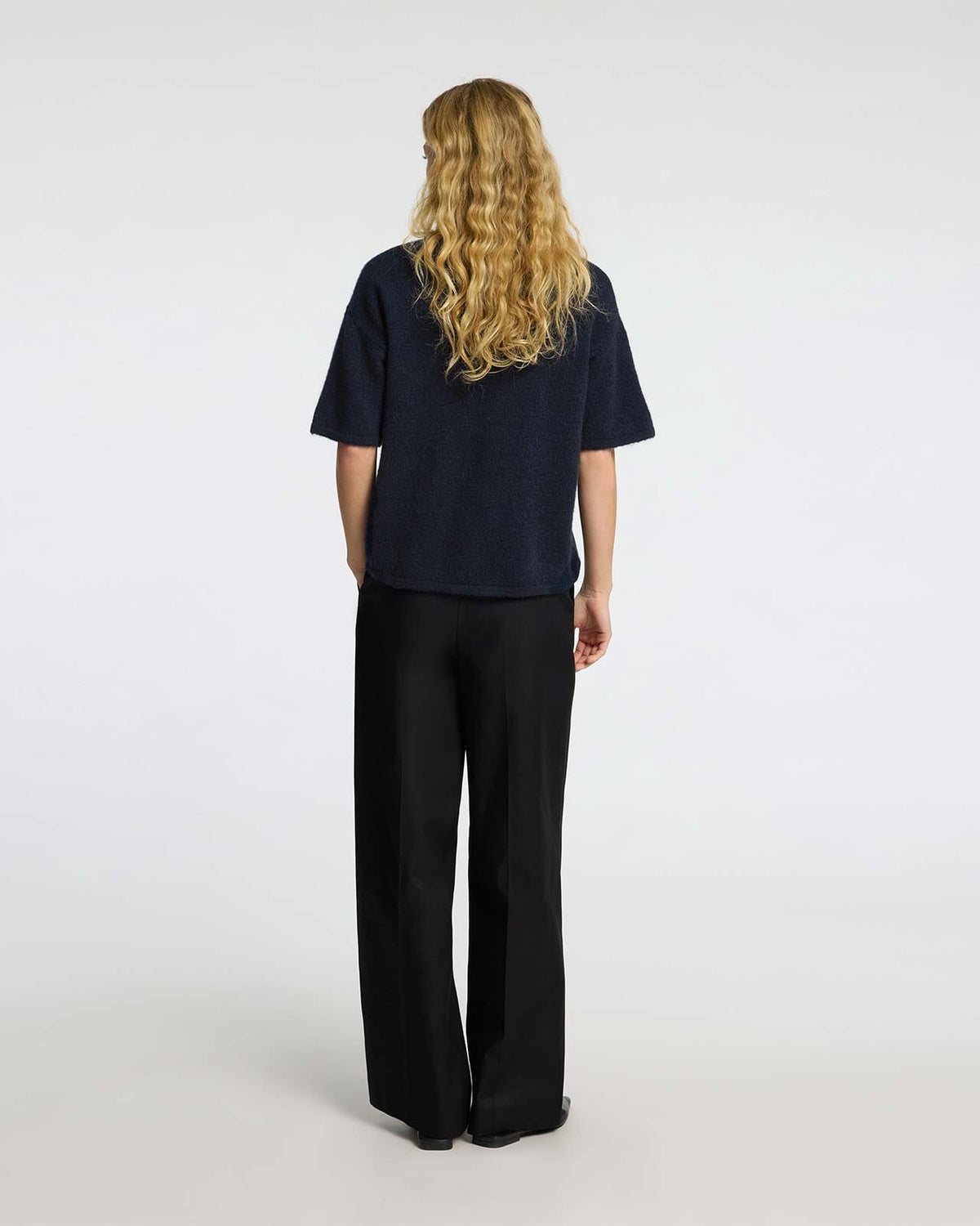 SELECTED FEMME Strikket Topp Maline Liliana 2/4 Knit O-neck  - Dark Sapphire/ Melange
