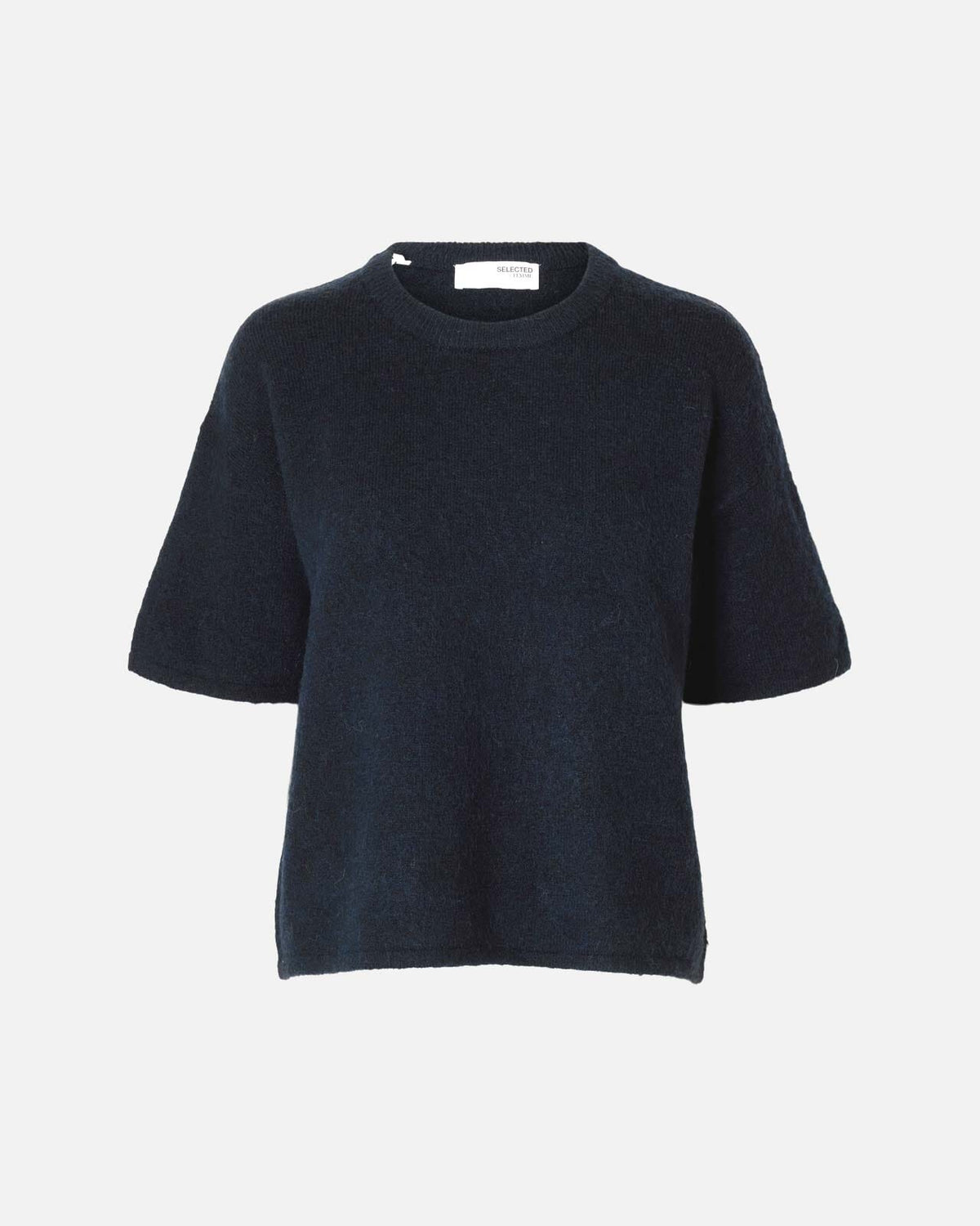 SELECTED FEMME Strikket Topp Maline Liliana 2/4 Knit O-neck  - Dark Sapphire/ Melange