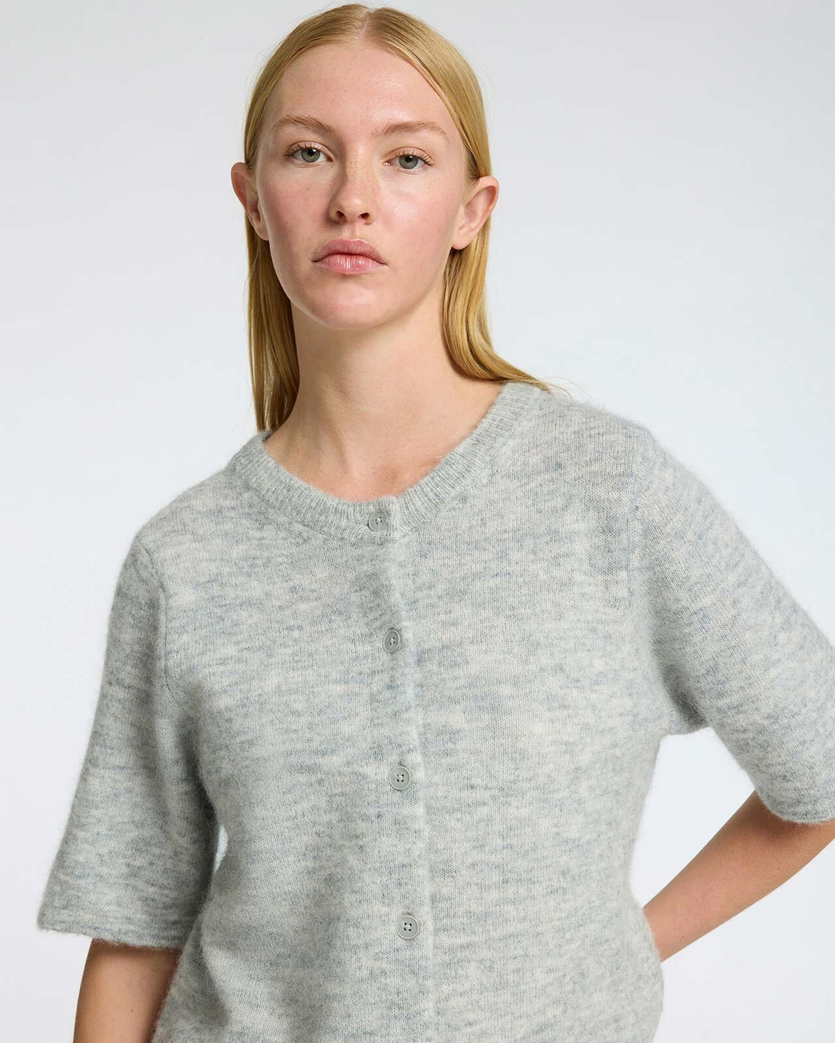 SELECTED FEMME Cardigan Lulu 2/4 Ullmiks Knit - Light Grey Melange