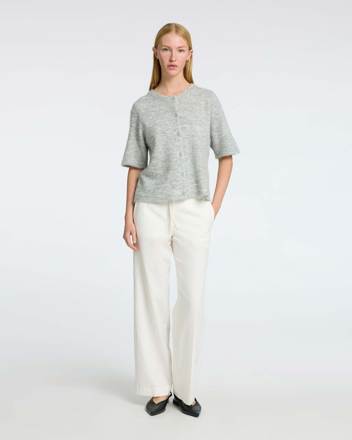 SELECTED FEMME Cardigan Lulu 2/4 Ullmiks Knit - Light Grey Melange
