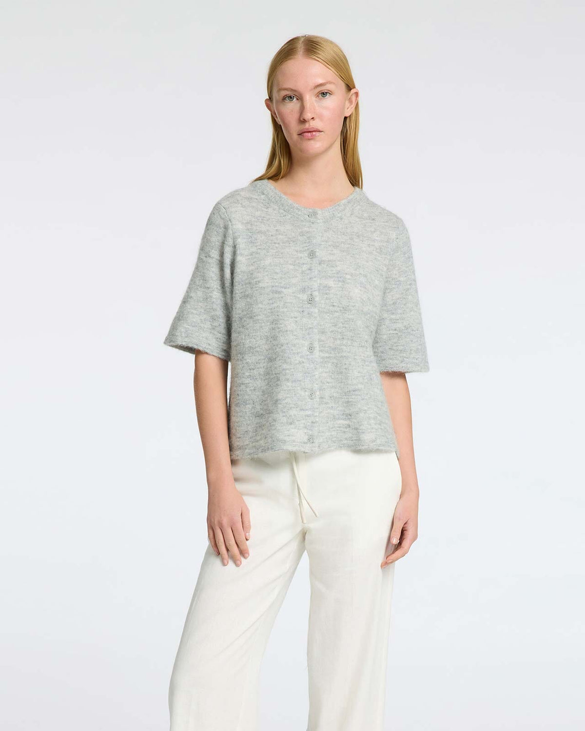 SELECTED FEMME Cardigan Lulu 2/4 Ullmiks Knit - Light Grey Melange