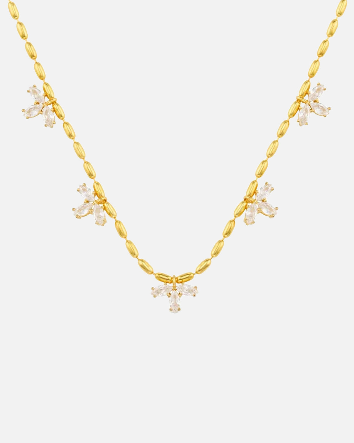ORELIA Kjede Crystal Marquise Drop - Pale Gold