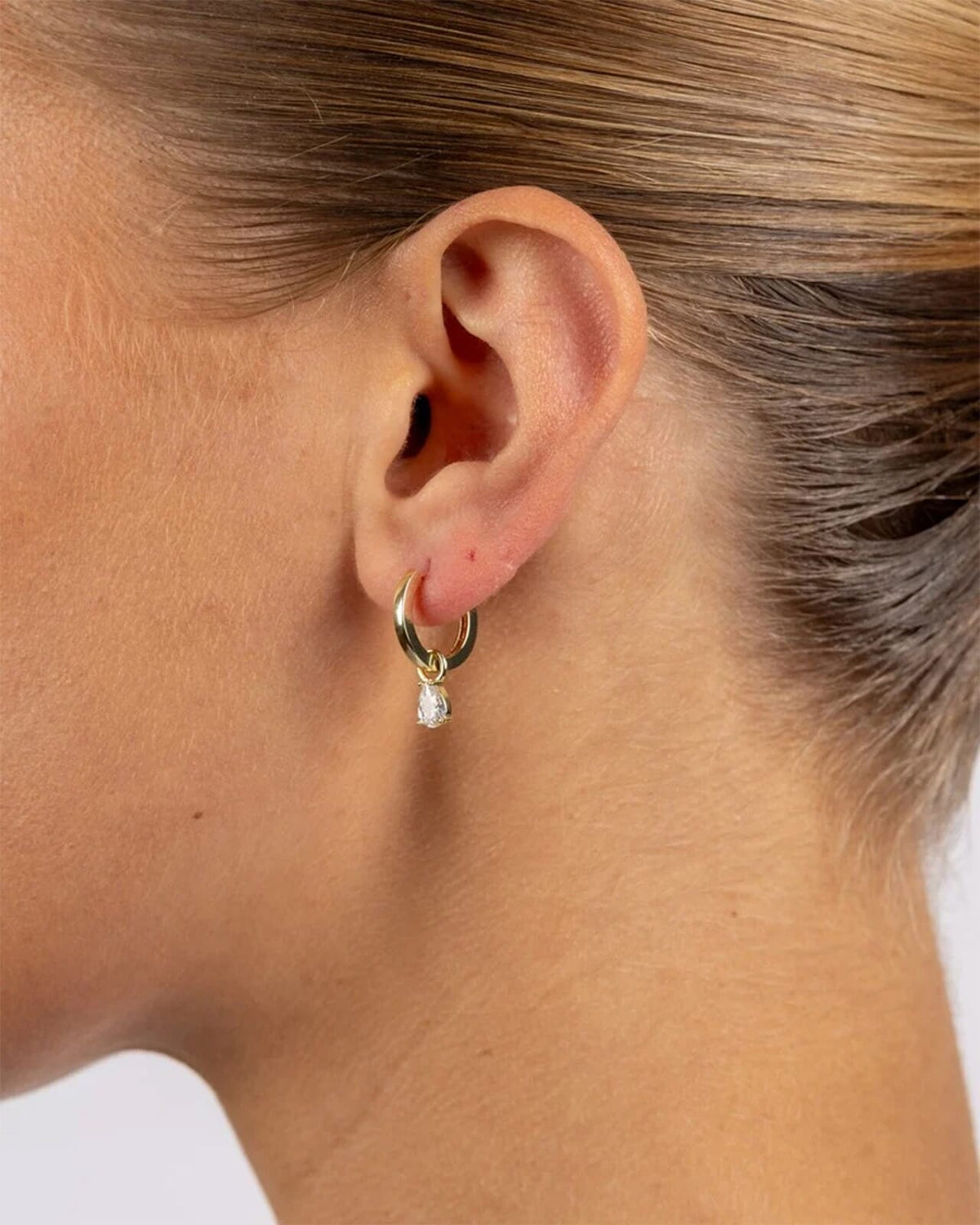 Snö of Sweden Øredobber Trinity Drop Pendant Ring - Gold/ Clear