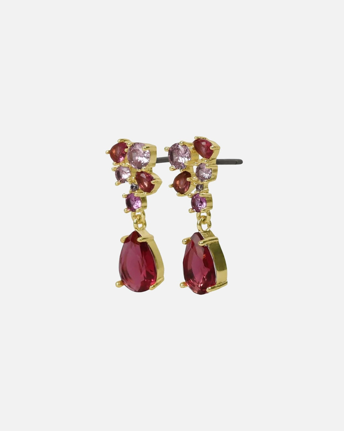 Snö of Sweden Øredobber Trinity Crystal Pendant Ear - Gold/ Mix Pink