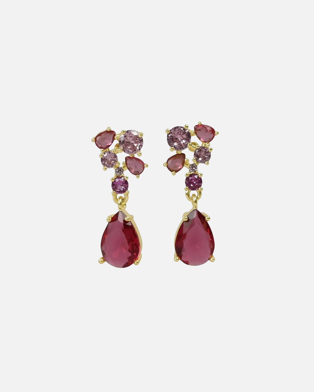 Snö of Sweden Øredobber Trinity Crystal Pendant Ear - Gold/ Mix Pink