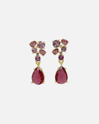 Snö of Sweden Øredobber Trinity Crystal Pendant Ear - Gold/ Mix Pink
