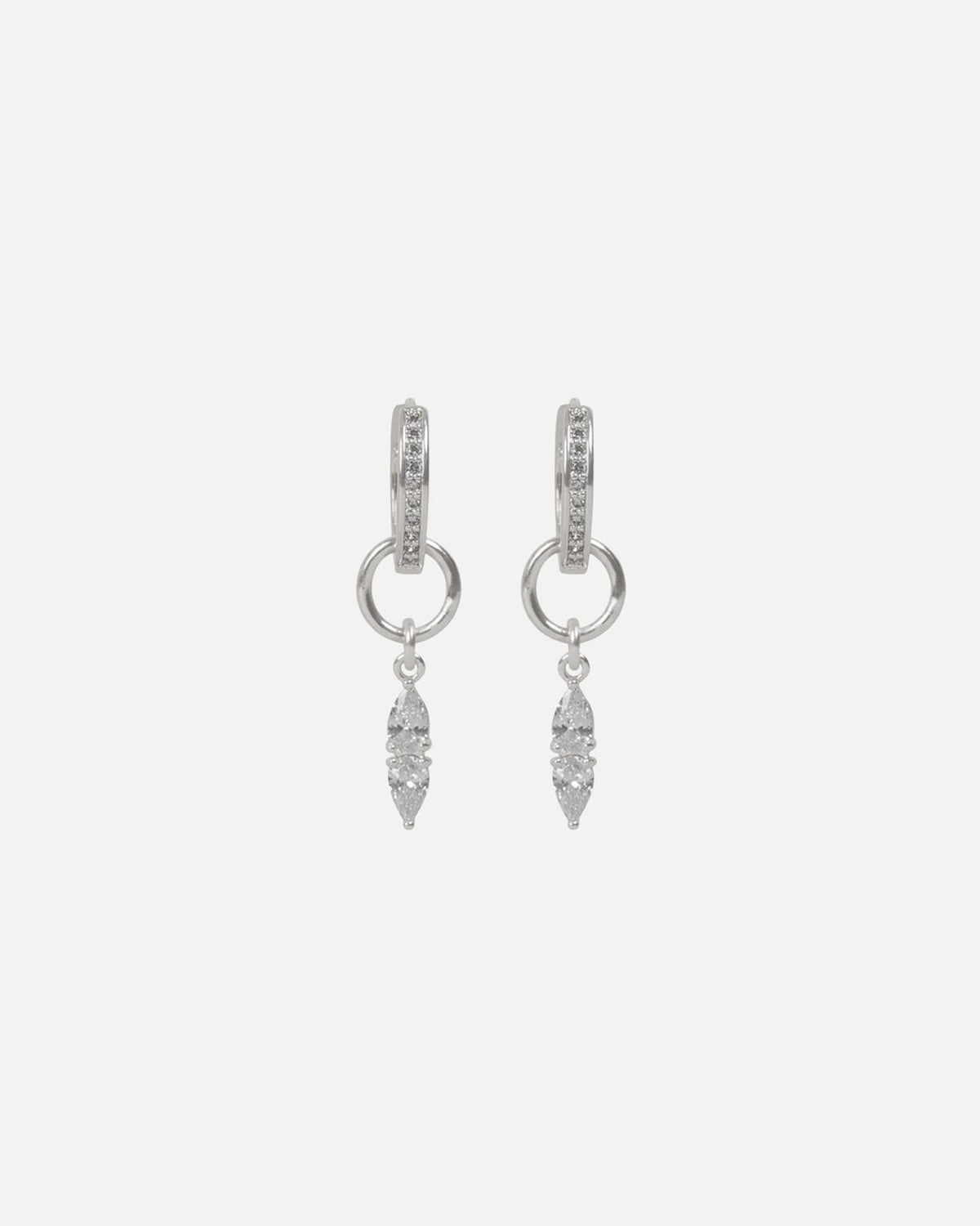 Snö of Sweden Øreringer Largo doble Crystal Ear - Silver/ Clear
