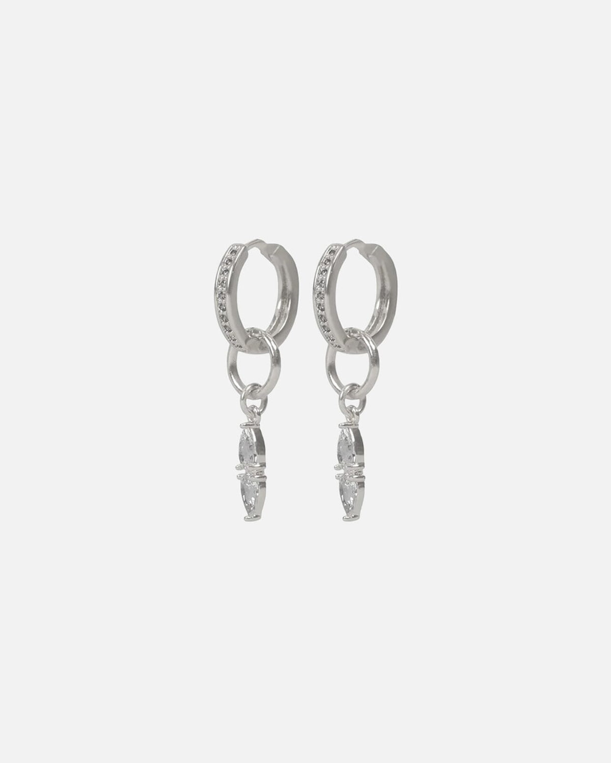 Snö of Sweden Øreringer Largo doble Crystal Ear - Silver/ Clear
