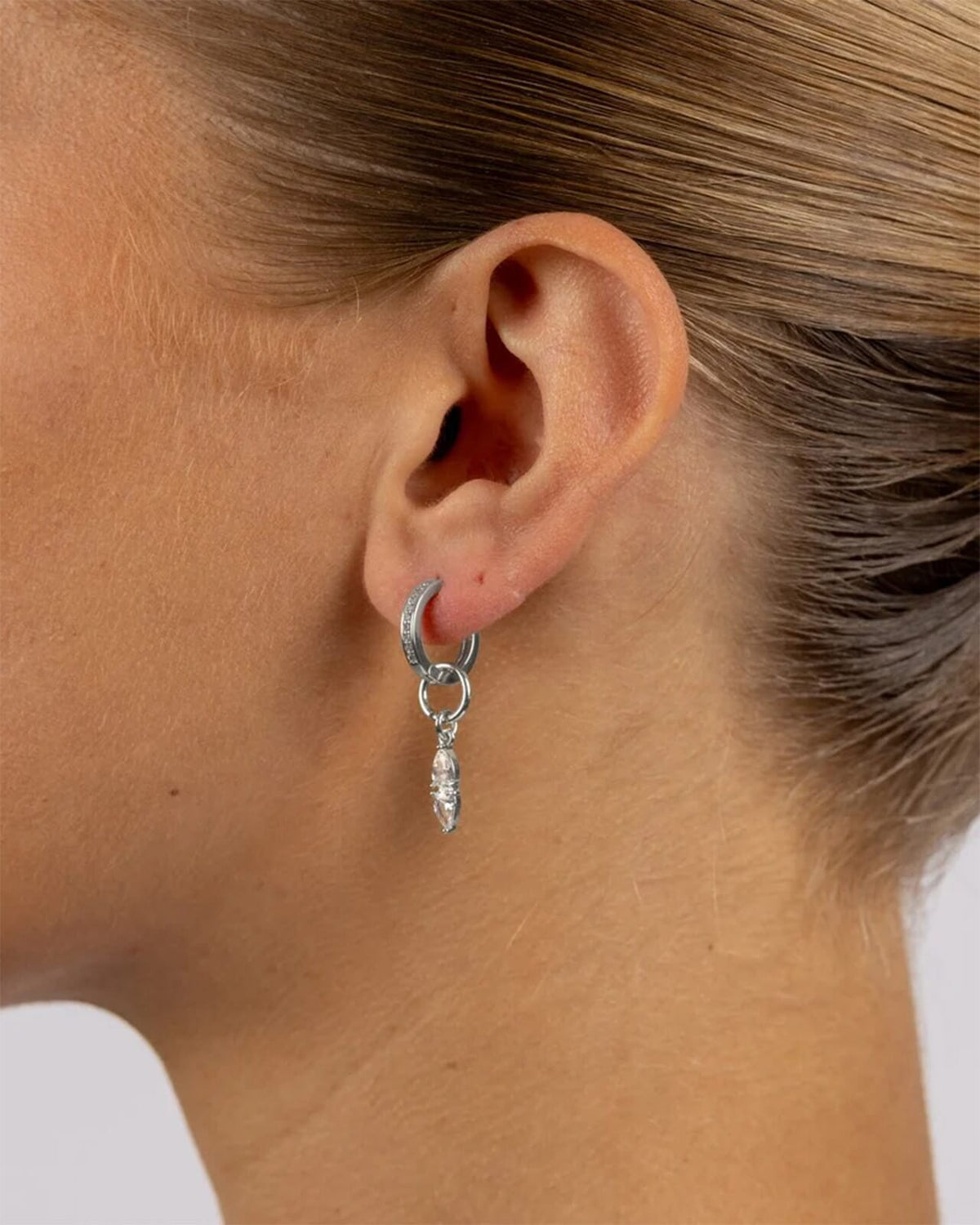 Snö of Sweden Øreringer Largo doble Crystal Ear - Silver/ Clear