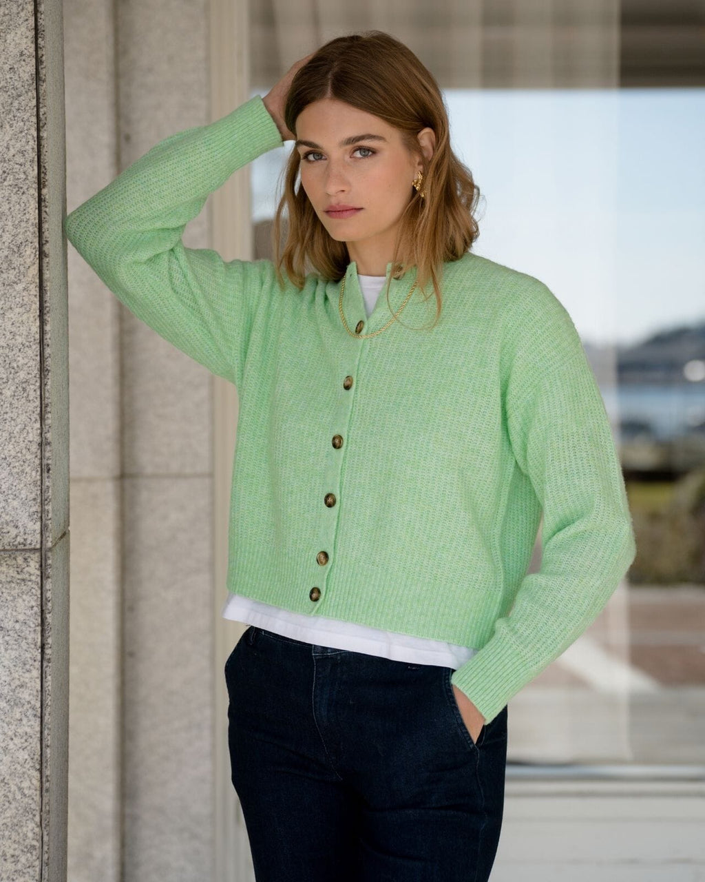 FLOYD Strikket Cardigan Annvei - Island Green