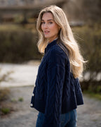 VERO MODA Strikket Cardigan Svea Thea LS O-neck Cable - Navy Blazer