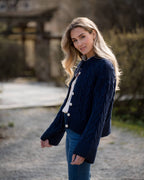 VERO MODA Strikket Cardigan Svea Thea LS O-neck Cable - Navy Blazer
