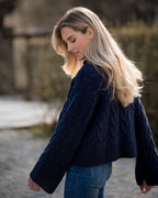 VERO MODA Strikket Cardigan Svea Thea LS O-neck Cable - Navy Blazer