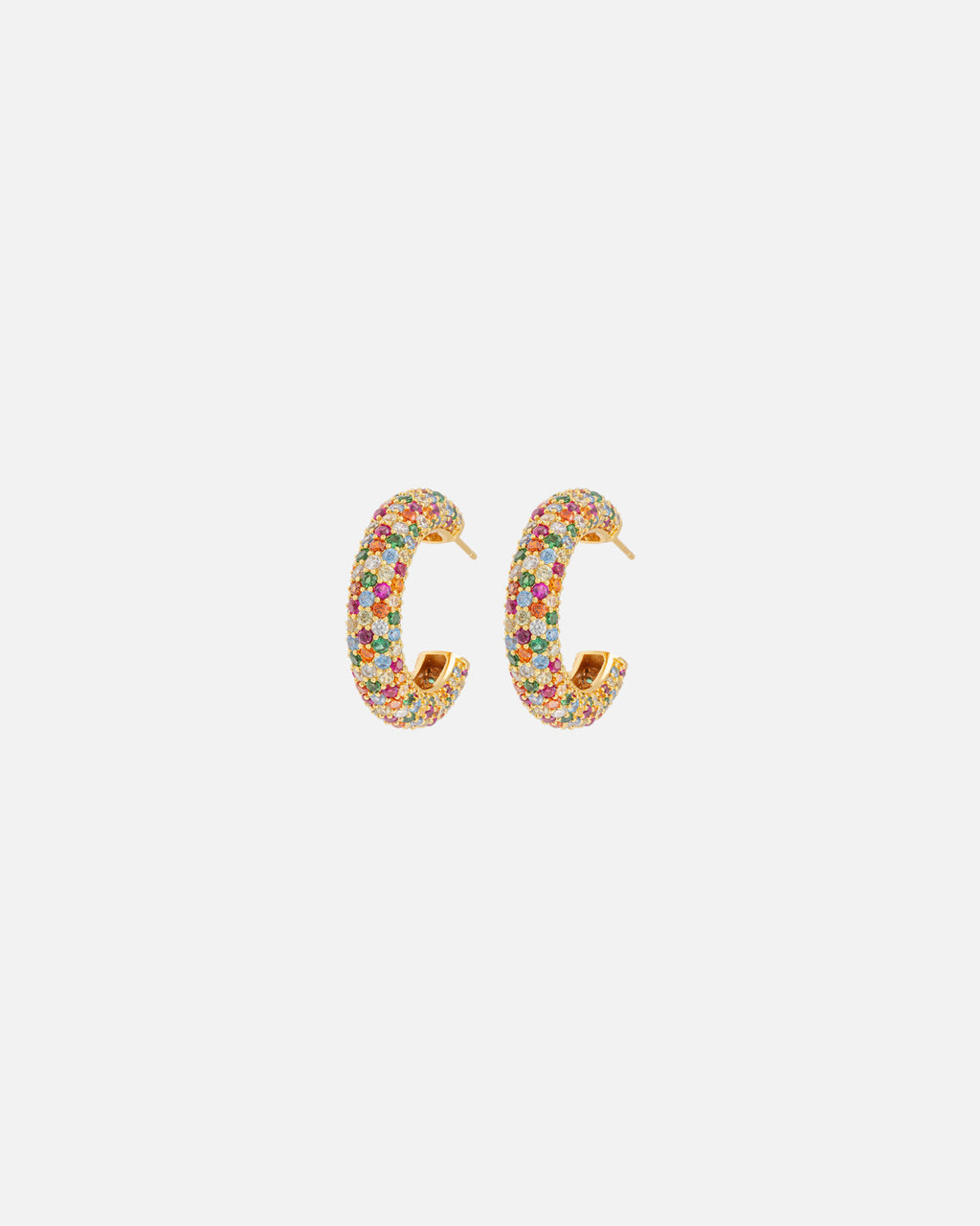 Emilia By Bon Dep Øredobber Chunky Hoops - Gold/ Multicolor