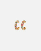 Emilia By Bon Dep Øredobber Chunky Hoops - Gold/ Multicolor