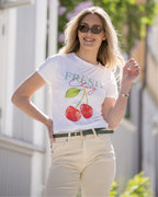FLOYD T-skjorte Dina Cherry - White