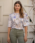 FLOYD Topp Mindy Flor - Offwhite/ Silver/ Lavendel