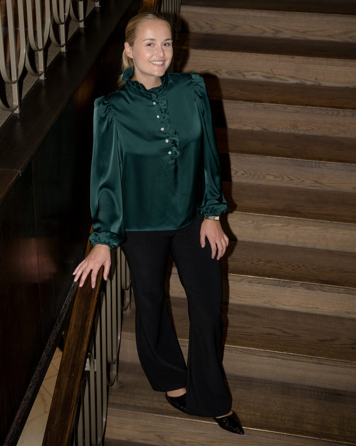 FLOYD Bluse Vanda Satin - Dark Green