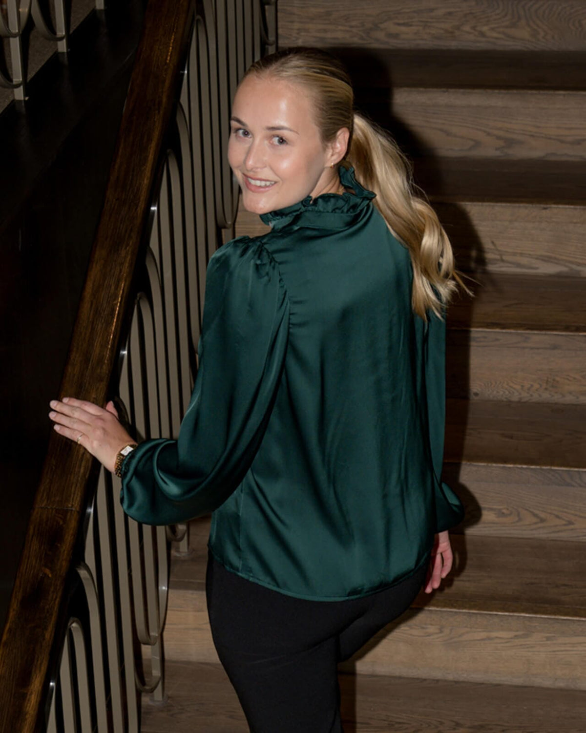 FLOYD Bluse Vanda Satin - Dark Green