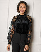 FLOYD Bluse Britney Velvet Lace - Black