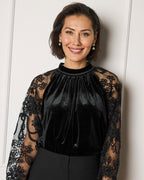 FLOYD Bluse Britney Velvet Lace - Black