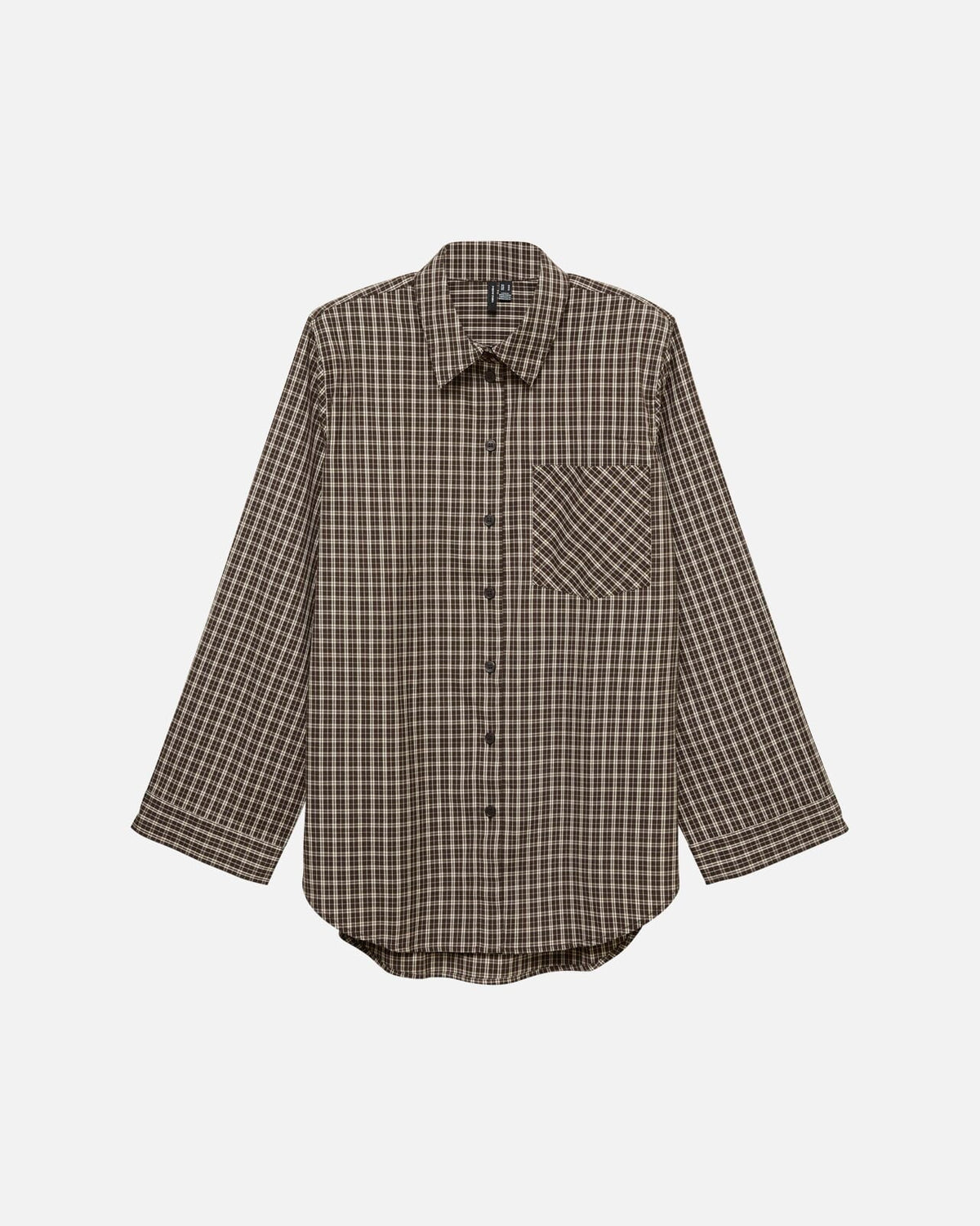 VERO MODA Skjorte Kara LS Loose Check - Chocolate Torte Picca