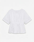 VERO MODA Topp Lotus 2/4 Boatneck Bow - Snow White