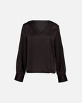 VERO MODA Satengtopp Miro LS V-neck Top - Chocolate Torte