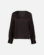 VERO MODA Satengtopp Miro LS V-neck Top - Chocolate Torte