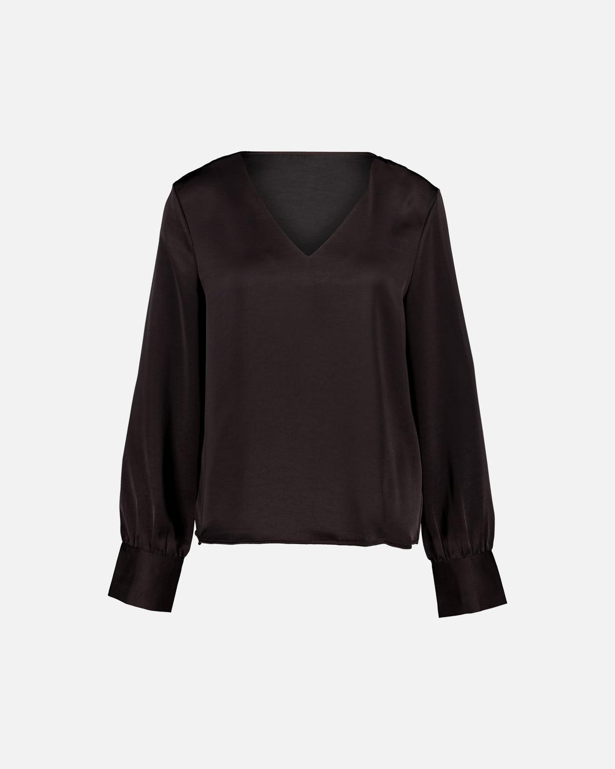 VERO MODA Satengtopp Miro LS V-neck Top - Chocolate Torte