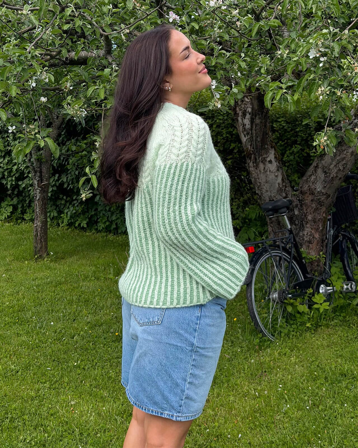 VERO MODA Strikkegenser Erika LS O-neck Long Pullover - Seacrest/ Mistletoe
