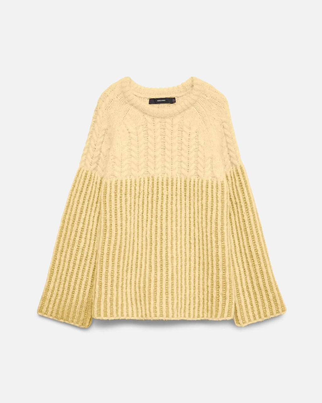 VERO MODA Strikkegenser Erika LS O-neck Long Pullover - Flan/ Pale Banana